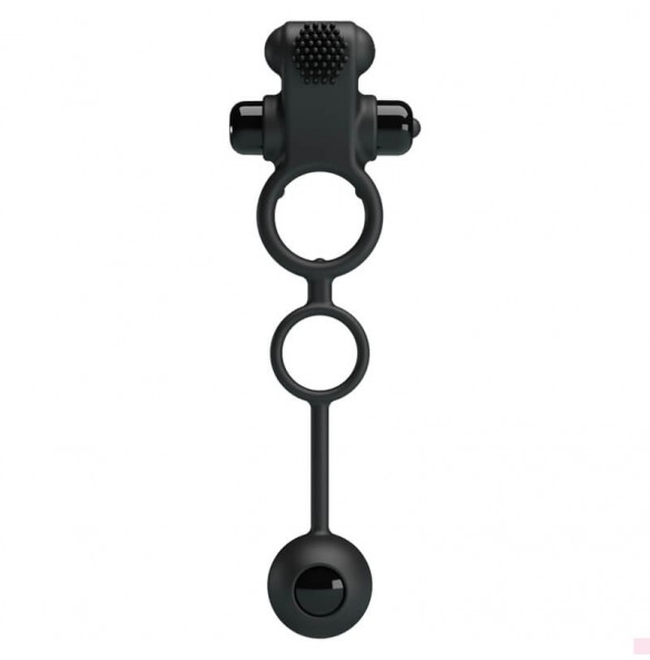 PRETTY LOVE - Delay Vibrating Cock Ring With Weighted Ball (Battery - Black) PRETTY LOVE - Delay Vibrating Cock Ring With Weighted Ball (Battery - Black)